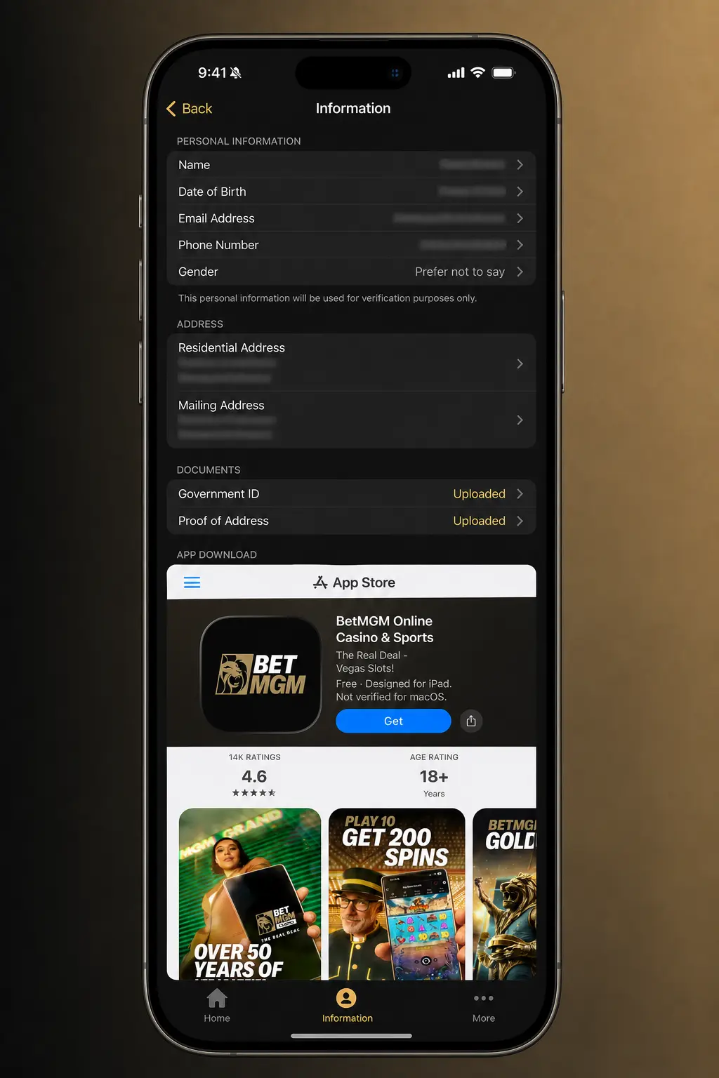 Step-by-step guide showing how to download and install the BetMGM iOS app via Safari in the UK